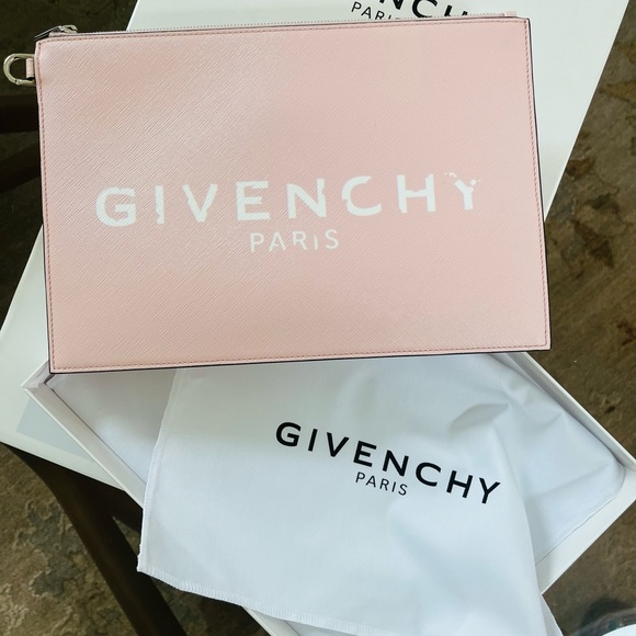 BNWT AUTHENTIC Givenchy clutch bag pink white leather clutch/pouch - Picture 1 of 5